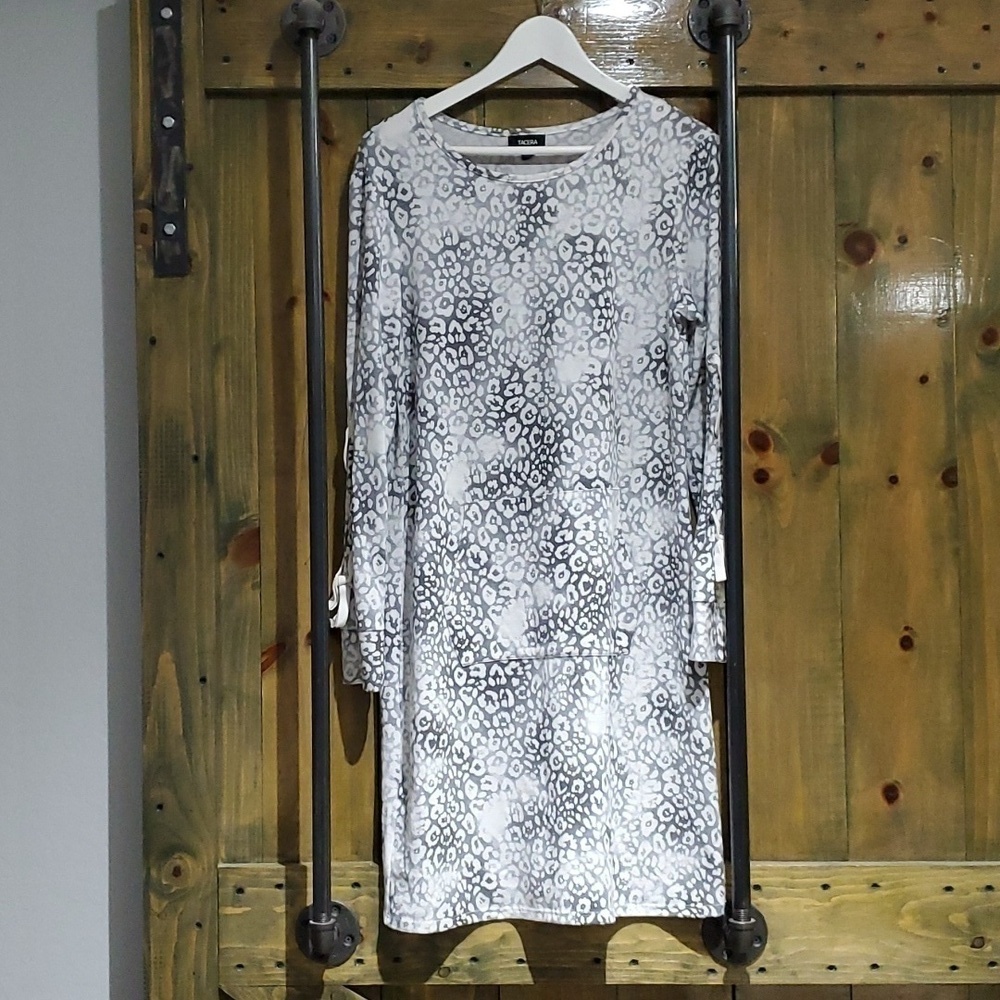 TACERA HIGH NECK LONG SLEEVE DRESS CASUAL ANIMAL PRINT MEDIUM HAND WARMER